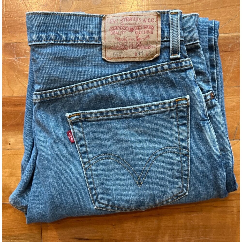 Levis 550 Mens Relaxed Fit Jeans W34 L32 100% Cotton Made In Colombia - Picture 9 of 9